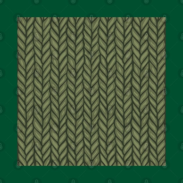 Green Knit Pattern Drawing by Slightly Unhinged