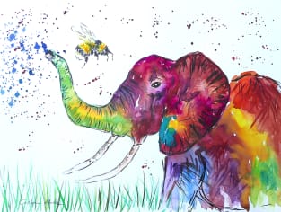 Colourful Elephant and a Bumble bee Magnet