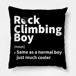 Funny Rock Climbing Boy Definition, Minimalist Design for Rock Climbers Pillow