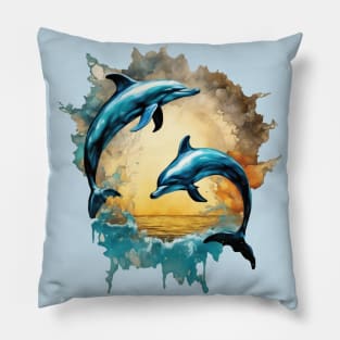 Ocean Serenade: Dolphin Dreams Pillow