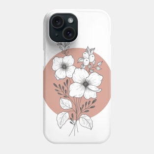 Vintage botanical flowers on terracotta Phone Case