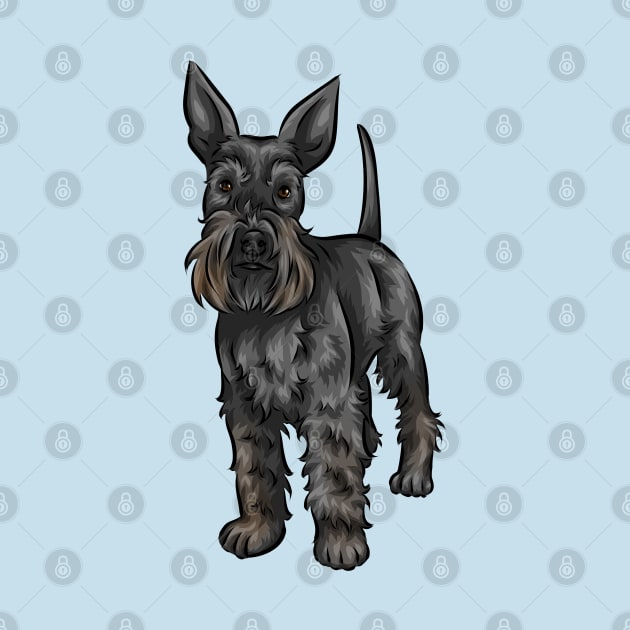 Cute Black Standard Schnauzer Dog by Shirin Illustration