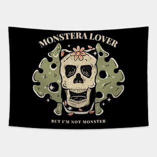 Monstera with skull tatto Tapestry