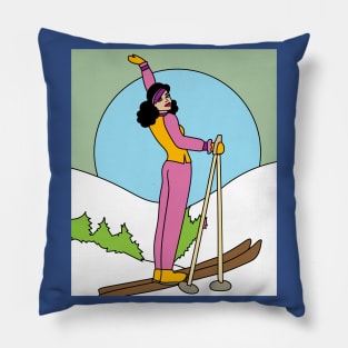 Skier Snow Mountains Extreme Sport Pillow