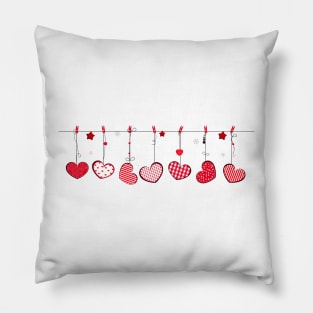 Happy Valentine's day hanging hearts Pillow