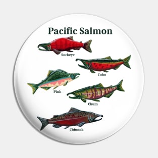 Pacific Salmon with Labels Pin