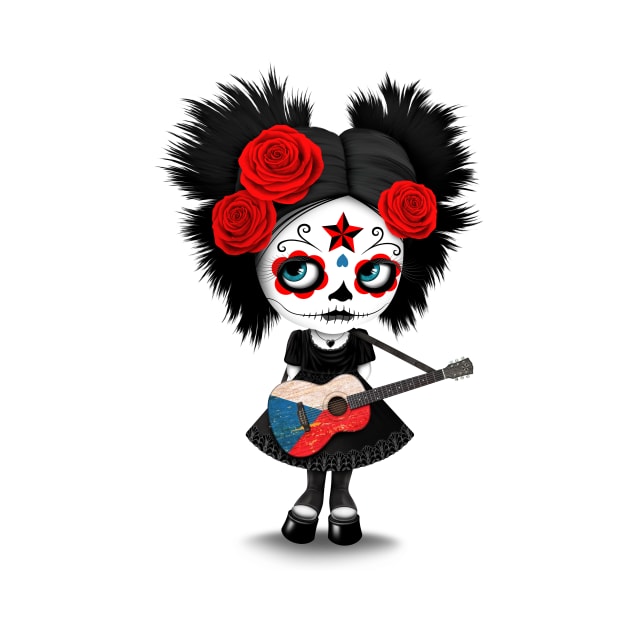 Sugar Skull Girl Playing Czech Flag Guitar by jeffbartels