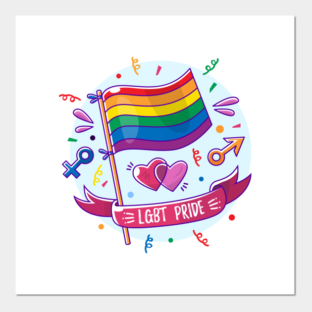 Lgbt Pride Rainbow Flag With Heart Lgbt Posters And Art Prints Teepublic