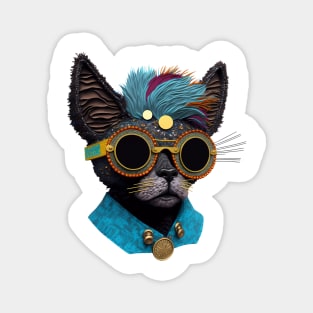 Black Cat wearing Sunglasses Sticker Magnet