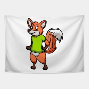 Cute Anthropomorphic Human-like Cartoon Character Fox in Clothes Tapestry