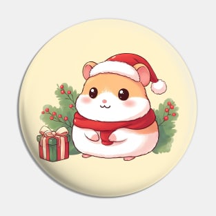 Cute Christmas Hamster Pin