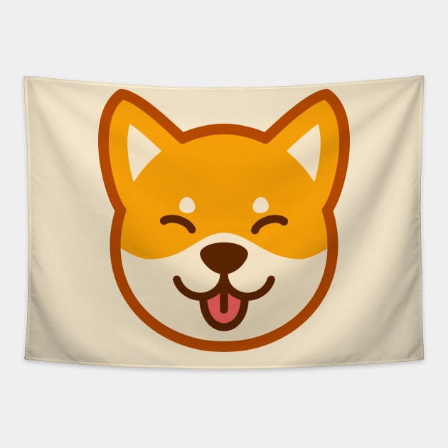 Gold Shiba: Eyes closed tongue Tapestry by Red Wolf