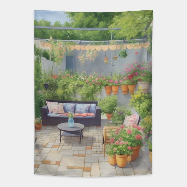 Cool Patio in Summer Tapestry by MeriemBz