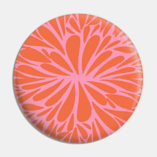 Retro abstract floral burst - orange and pink Pin