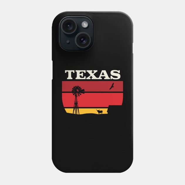 Texas longhorn sunset Retro Vintage Design Gift T-Shirt Phone Case by Terrybogard97