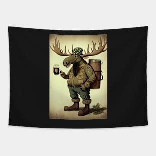 Moose Backpacker with a drink Tapestry