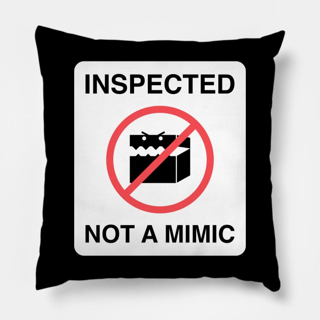 Funny Not a Mimic Sign Tableto RPG Pillow by pixeptional