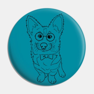 Dashing gentleman corgi dog line art illustration Pin