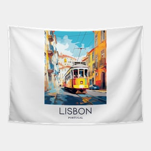 A Pop Art Travel Print of Lisbon - Portugal Tapestry