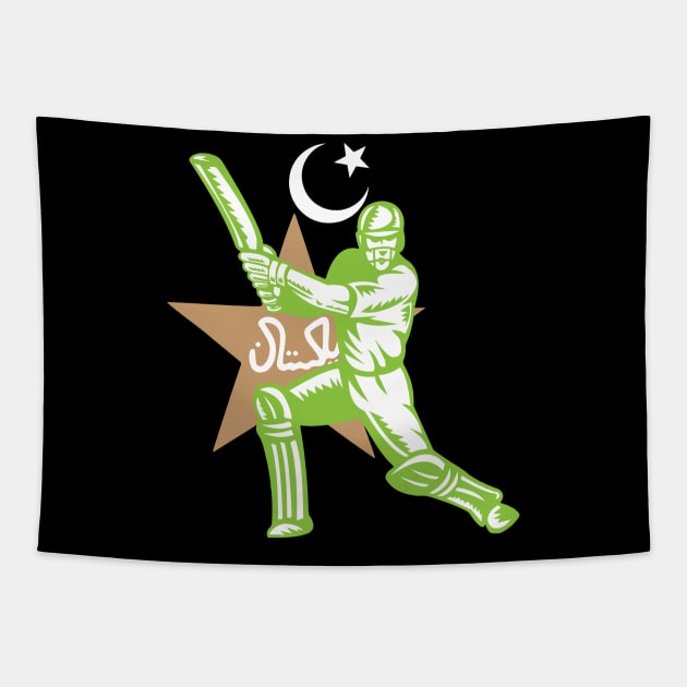 Pakistan Cricket Player Batsman Design Tapestry by alltheprints