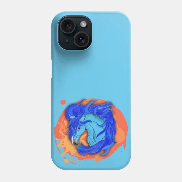 Horse Totem Animal Variant Blue Phone Case by FreeSpiritMeg