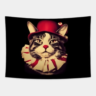 Cat wearing clown costume Tapestry