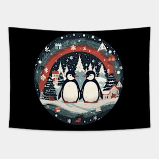 Penguin in Ornament, Love Penguins Tapestry