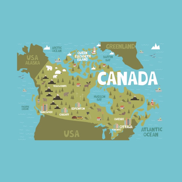 Canada illustrated map by JunkyDotCom