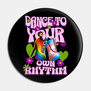 Groovy Dance to Your Own Rhythm - Retro Rainbow Dance Shoes Pin