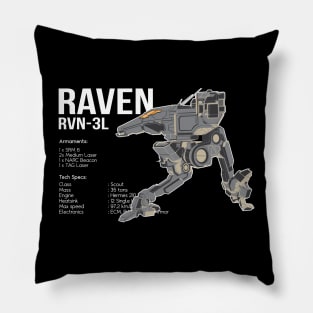 Mechwarrior Raven RVN-3L Black Pillow