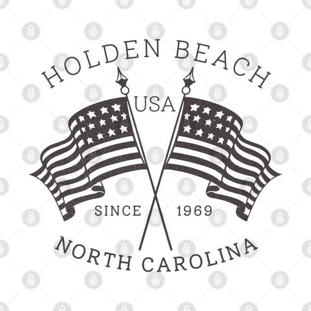 Holden Beach, NC Summertime Vacationing Patriotic Flags by Contentarama