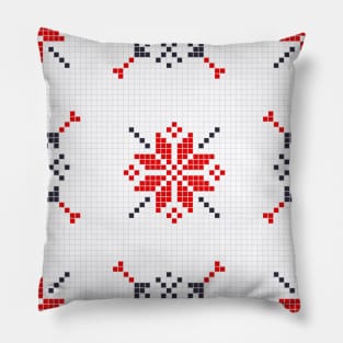 Red Black Mosaic Aztec Pattern Indian Mexican Ethnic Pillow