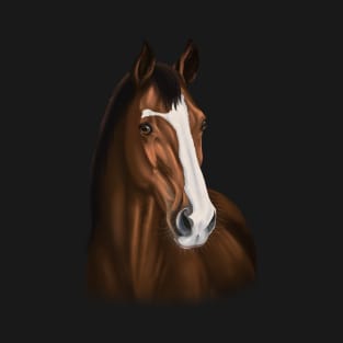 Realistic Brown/Red Horse with Blaze T-Shirt