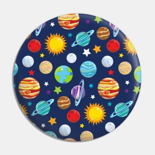 Space Pattern, Planets, Stars, Cosmos, Galaxy Pin