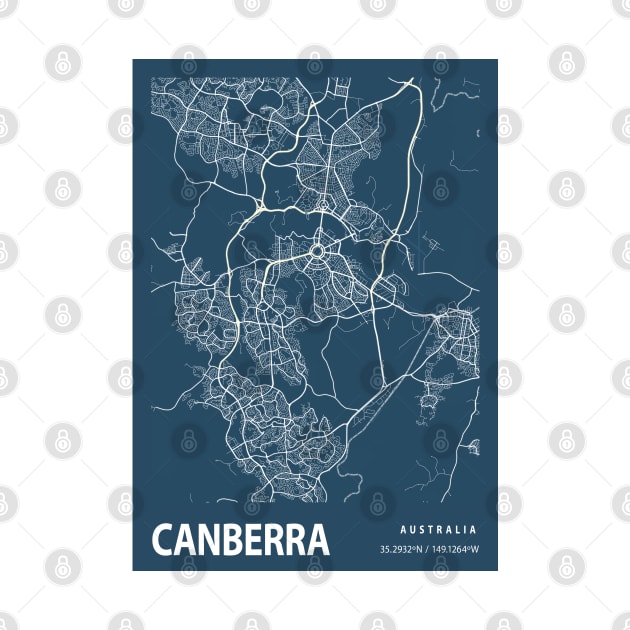 Canberra Blueprint Street Map, Canberra Colour Map Prints by tienstencil