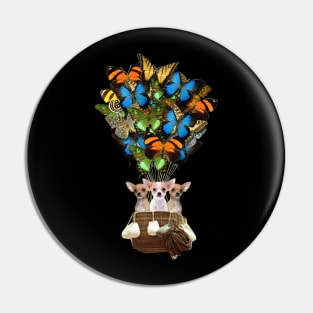 Chihuahua Dog Butterfly Hot Air Balloon Pin