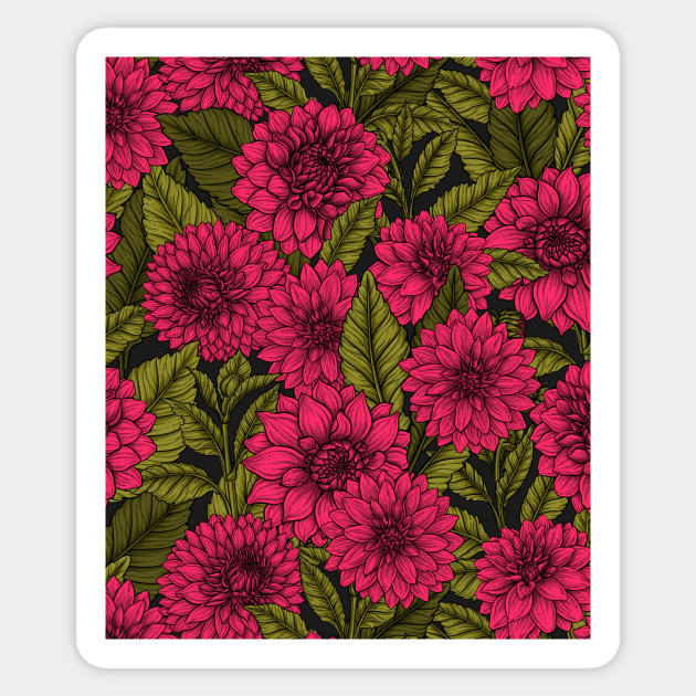 Red dahlia garden - Dahlias - Sticker