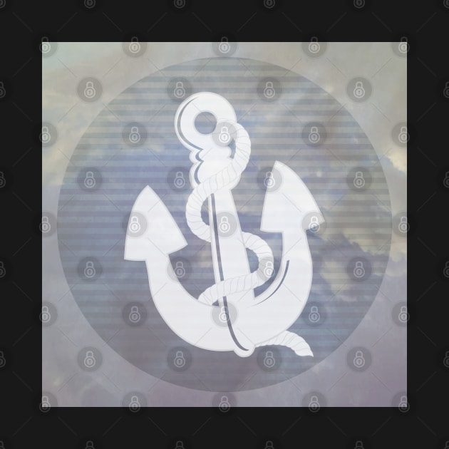 Anchor in fog and clouds on a vintage textured paper vector background, with grunge stains. by AnaMOMarques