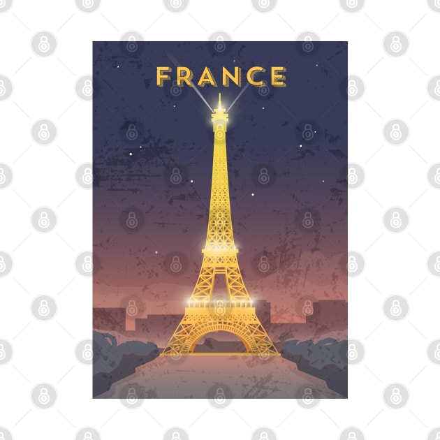 France. Retro travel poster by GreekTavern
