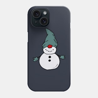 Cute snowman in a blue hat and mittens. Phone Case