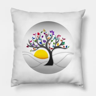 Modern and Colorful Tree Art Structure Pillow