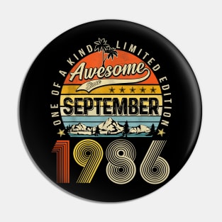 Awesome Since September 1986 Vintage 37th Birthday Pin