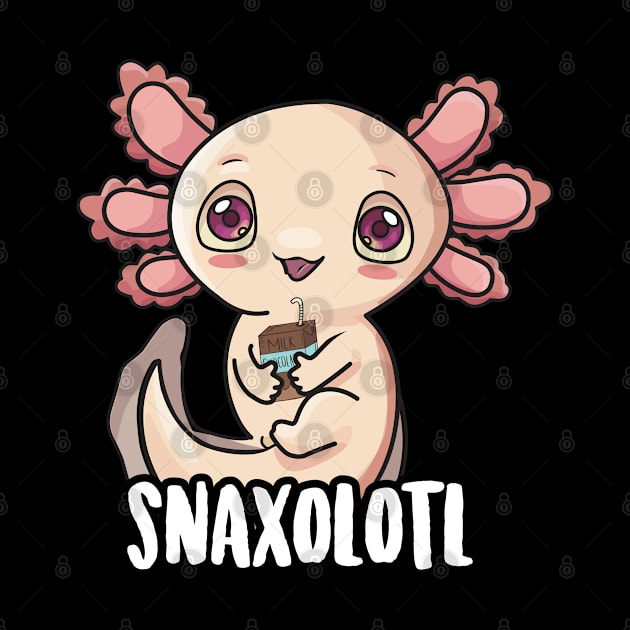 Snaxolotl Shirt Kids Kawaii Axolotl Drinking Chocolate Milk by Boneworkshop