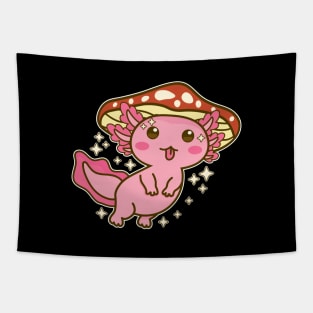 Kawaii Mushroom-Headed Axolotl Cute Salamander Tapestry