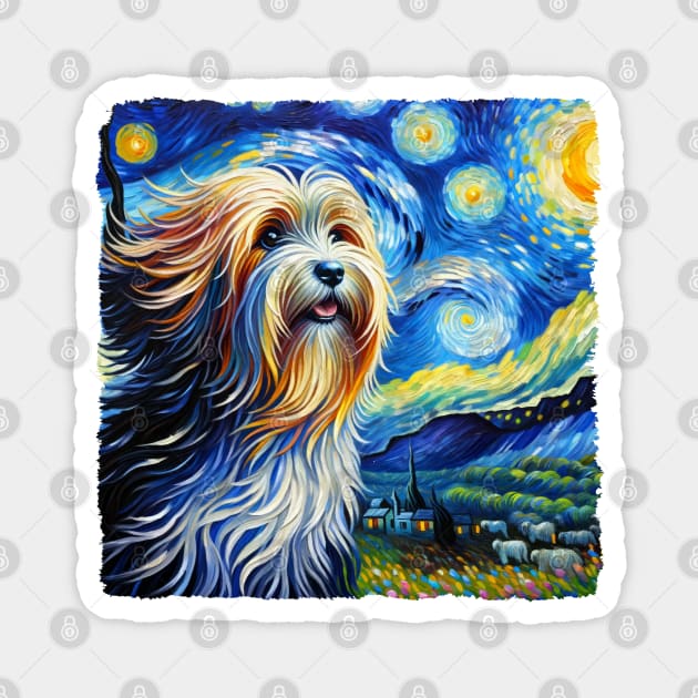 Starry Tibetan Terrier Dog Portrait - Pet Portrait Magnet by starry_night