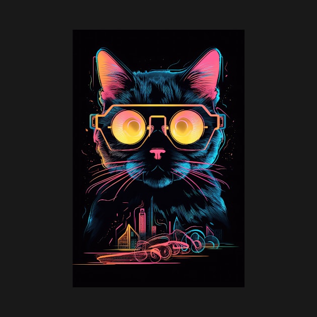 Cyber Nerd Cat by JensenArtCo