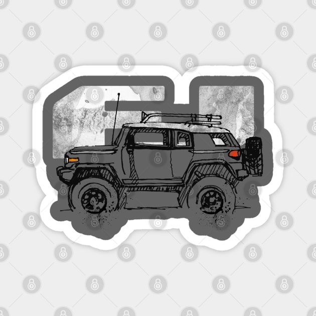 Toyota FJ Cruiser - Sketch artist Profile, best gift for FJ's Dad, Mom birthday gift, off road T-Shirt Magnet by mismail