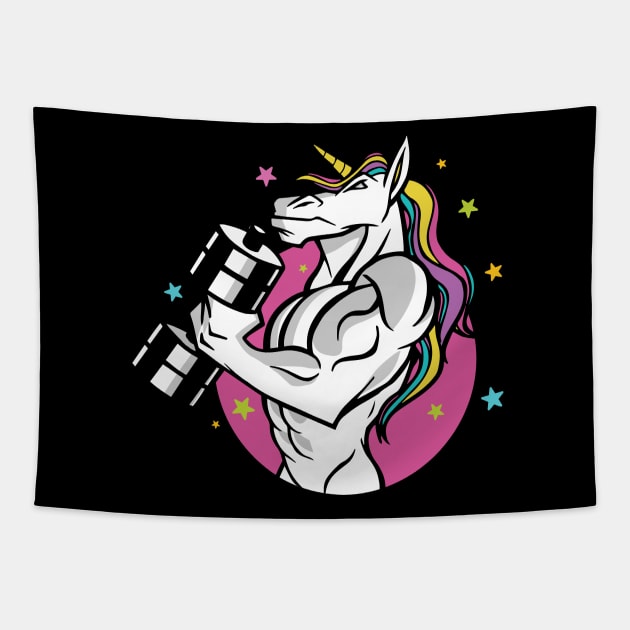 Workout Gym UNICORN fitness MUSCULAR Tapestry by Midoart