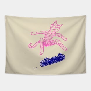 Kick Flip Cat Tapestry