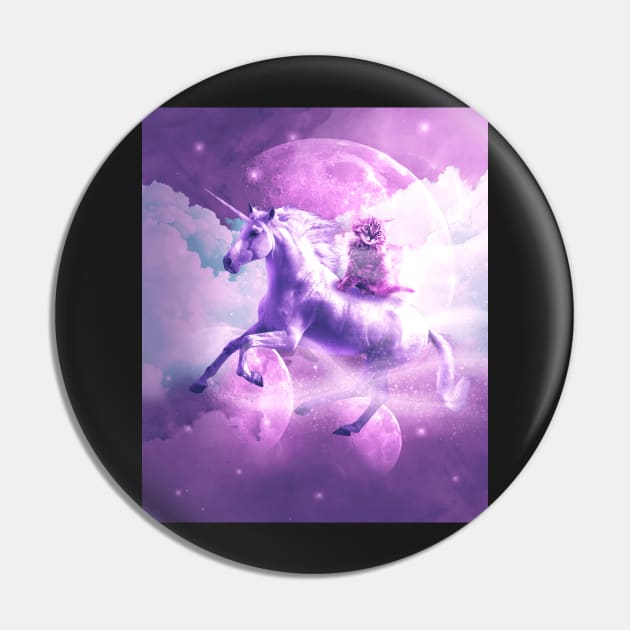 Kitty Cat Riding On Flying Space Galaxy Unicorn Pin by Random Galaxy